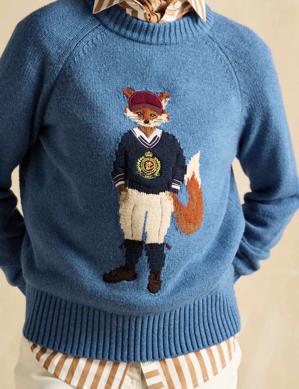 Cotton Rich Embroidered Fox Jumper with Wool 5 of 6