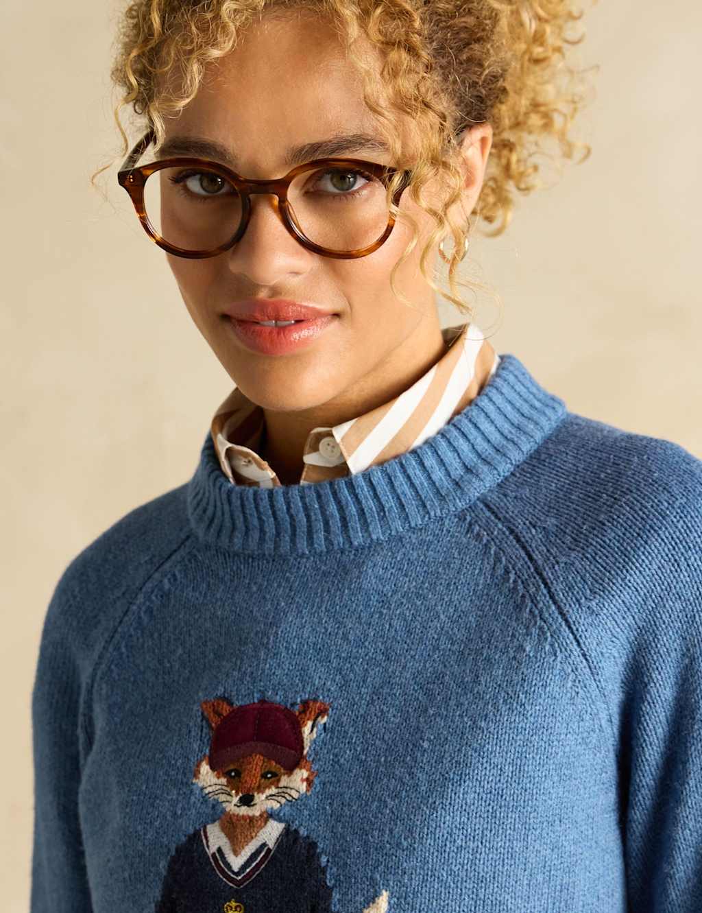 Cotton Rich Embroidered Fox Jumper with Wool 6 of 6