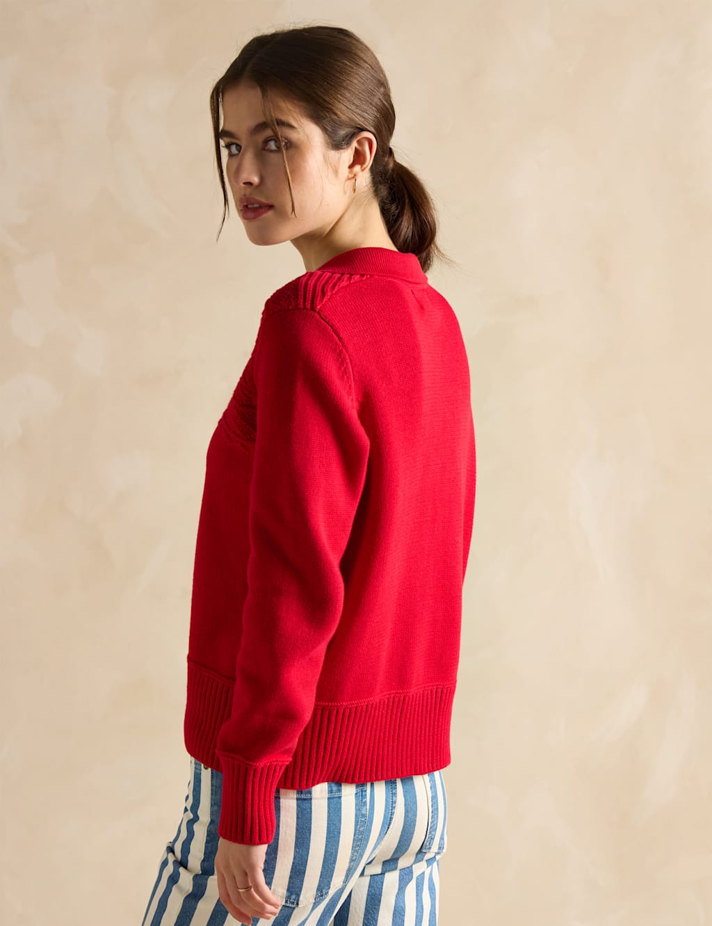 Pure Cotton Textured Lace Up Collared Jumper 5 of 7