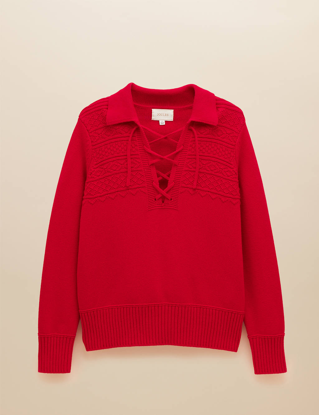 Pure Cotton Textured Lace Up Collared Jumper 2 of 7