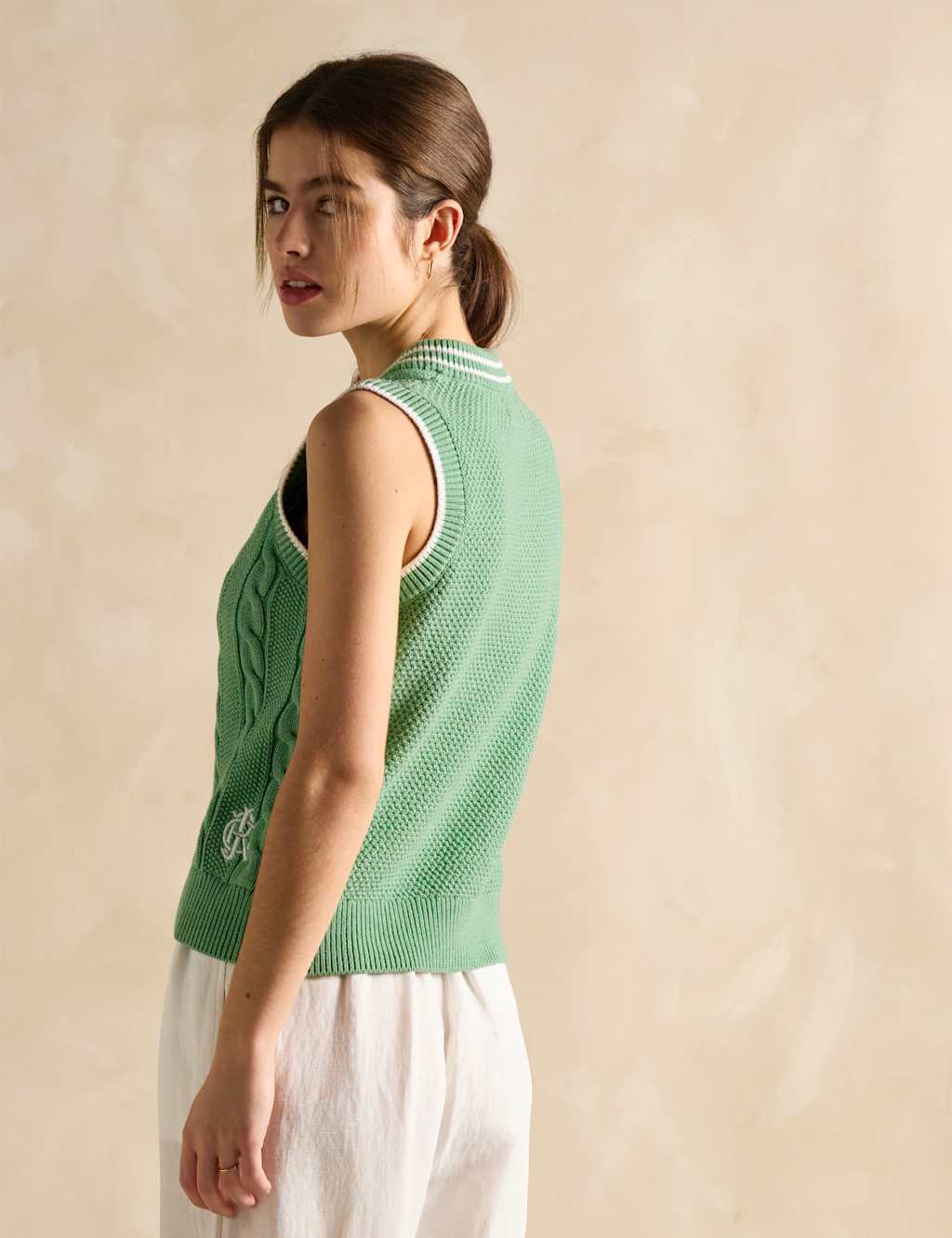Pure Cotton V-Neck Knitted Vest 2 of 4
