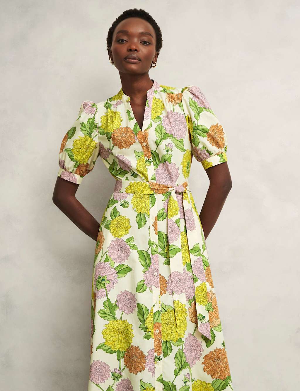 Pure Cotton Floral Notch Neck Skater Dress 4 of 7