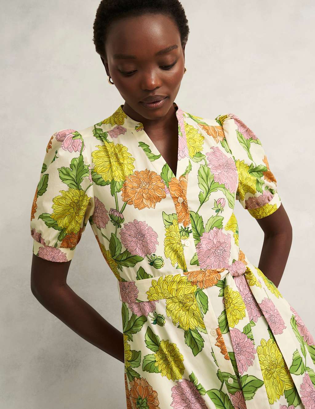Pure Cotton Floral Notch Neck Skater Dress 6 of 7