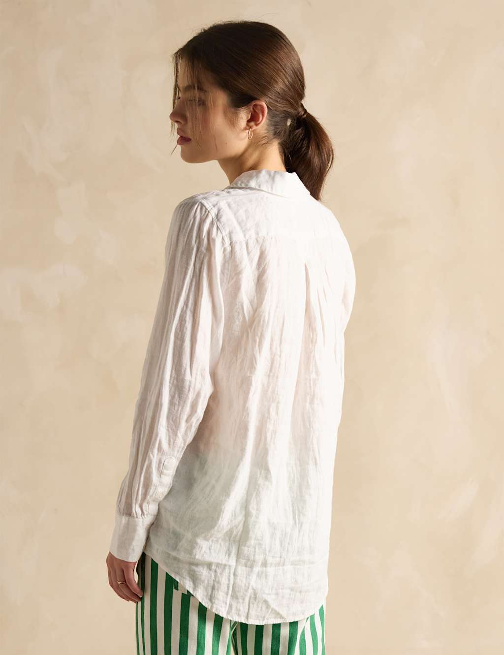 Pure Linen Collared Ruffle Shirt 3 of 5