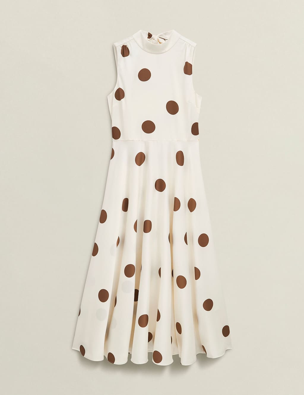 Polka Dot Tie Neck Midi Skater Dress 2 of 7