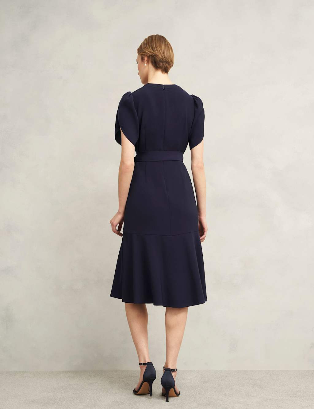 V-Neck Tie Detail Midi Waisted Dress 4 of 6