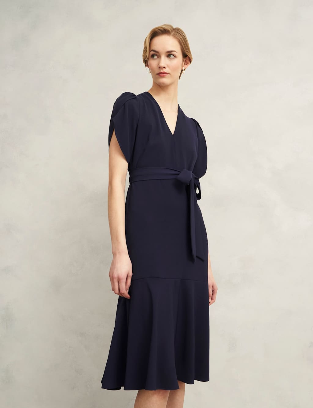 V-Neck Tie Detail Midi Waisted Dress 5 of 6