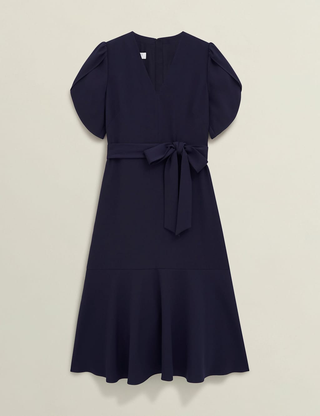 V-Neck Tie Detail Midi Waisted Dress 2 of 6
