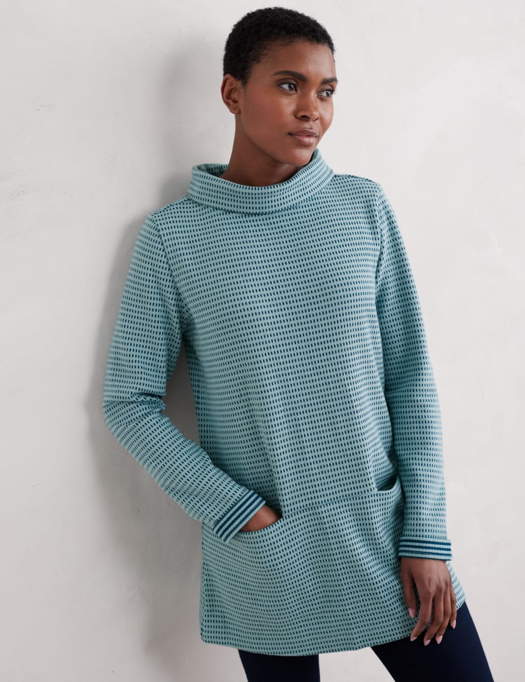 Pure Cotton Jacquard Roll Neck Tunic Seasalt Cornwall M S