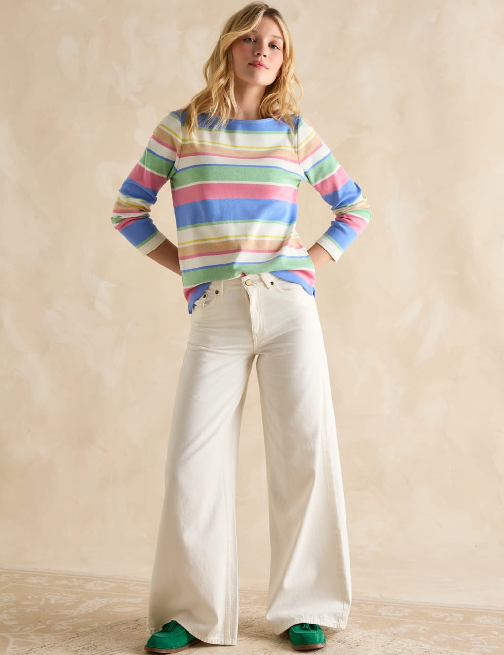 Pure Cotton Jersey Striped Slash Neck Top 3 of 6