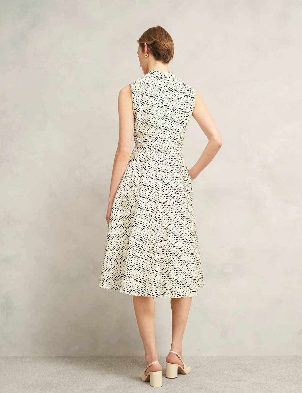 Cotton Rich Polka Dot V-Neck Waisted Dress 6 of 9