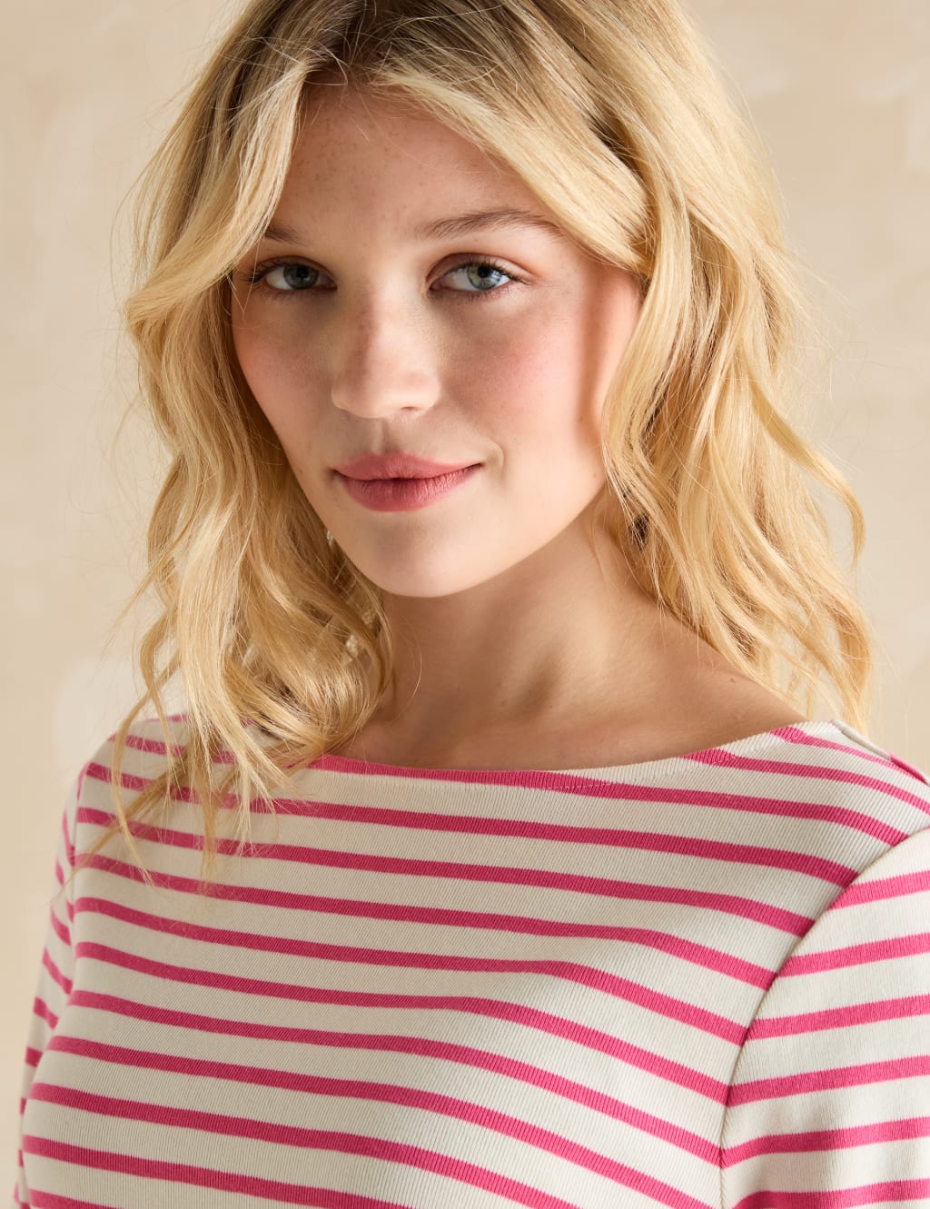 Pure Cotton Striped Slash Neck Top 5 of 6