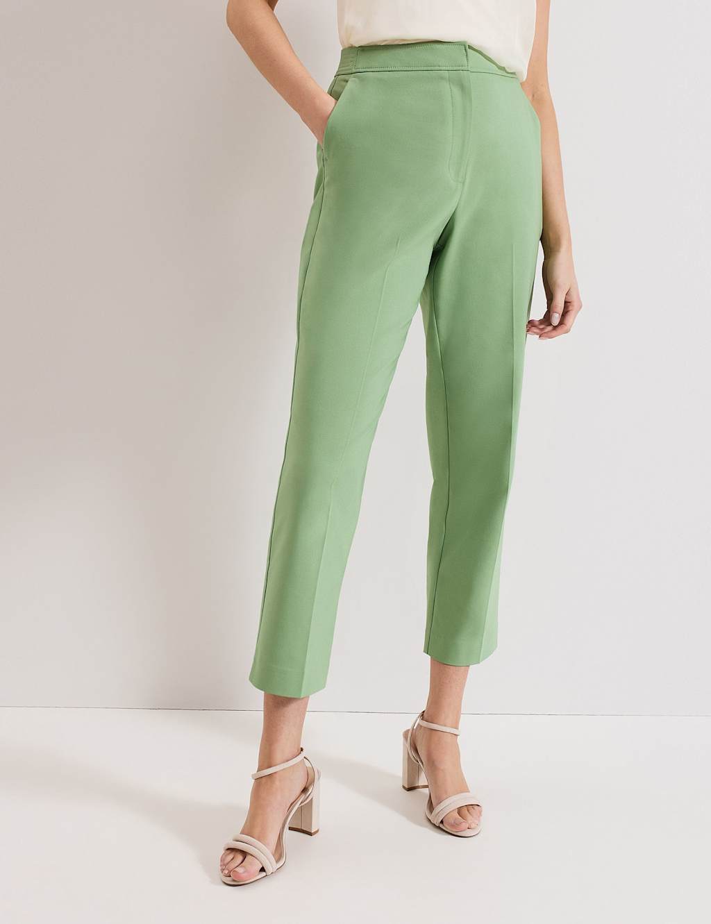 Cotton Rich Tapered Ankle Grazer Trousers 3 of 5