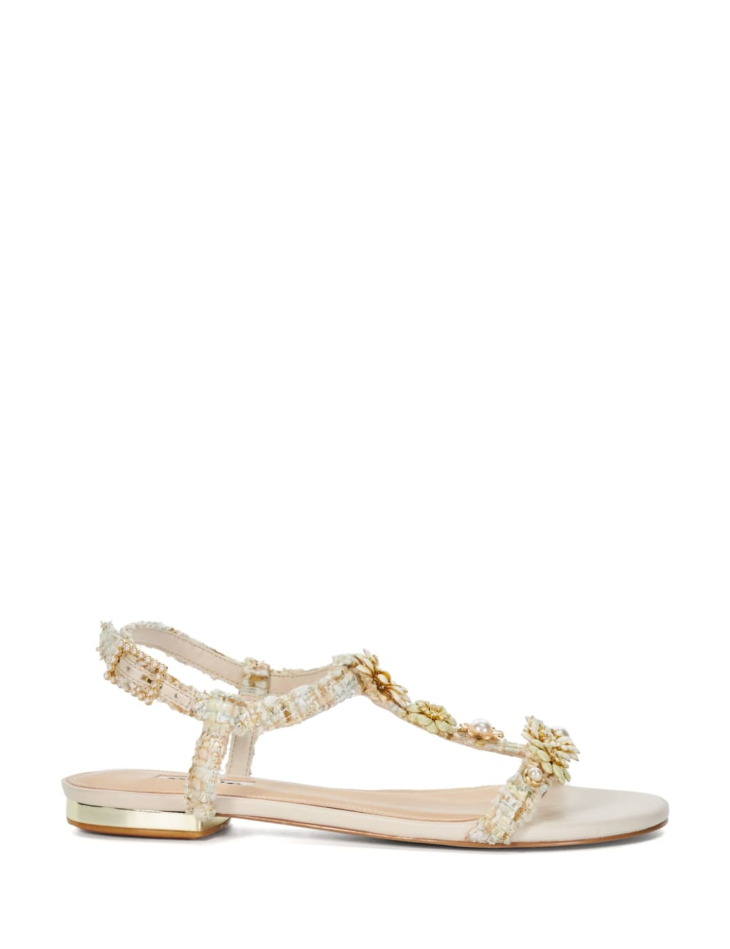 Embellished Ankle Strap Flat Sandals 1 of 5