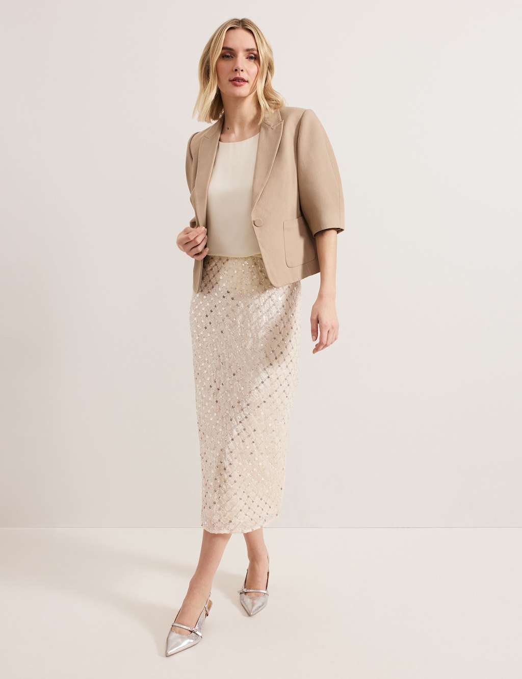 Cotton Blend Single Breasted Cropped Blazer 4 of 6