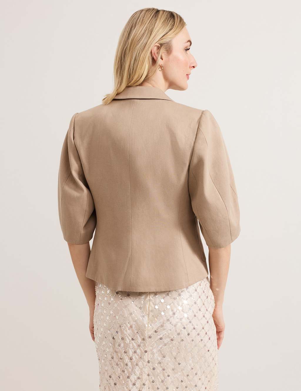 Cotton Blend Single Breasted Cropped Blazer 6 of 6