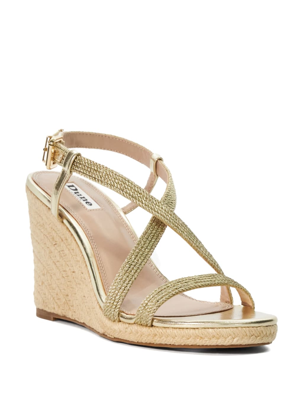Metallic Strappy Wedge Espadrille Sandals Dune London M S