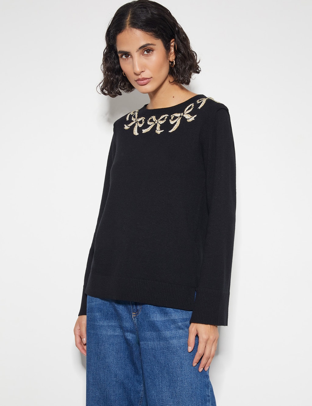 Cotton Blend Bow Print Jumper