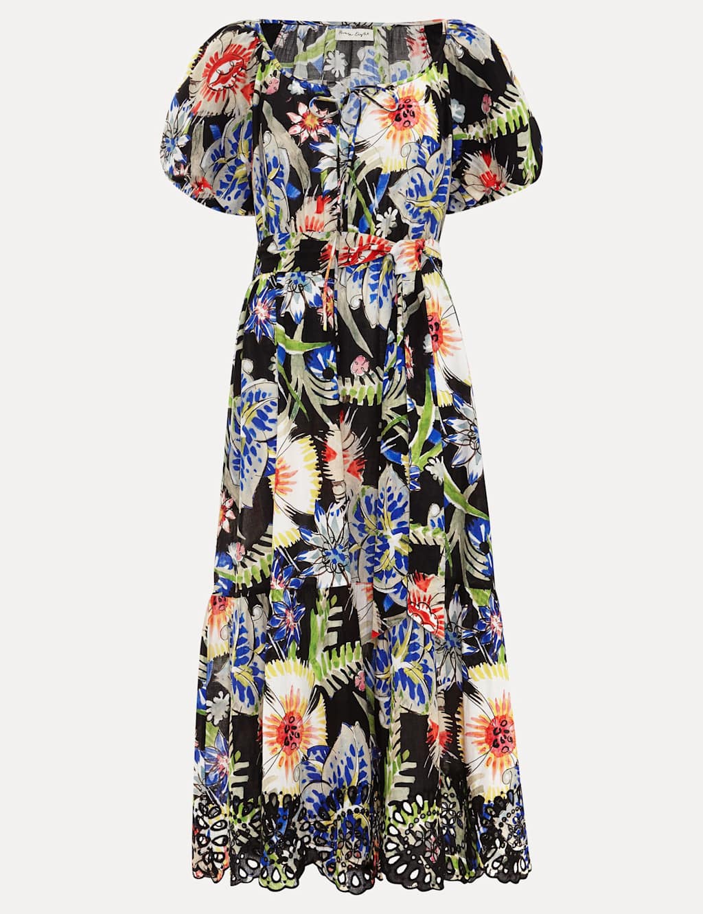 Pure Cotton Floral Midi Waisted Dress 2 of 7