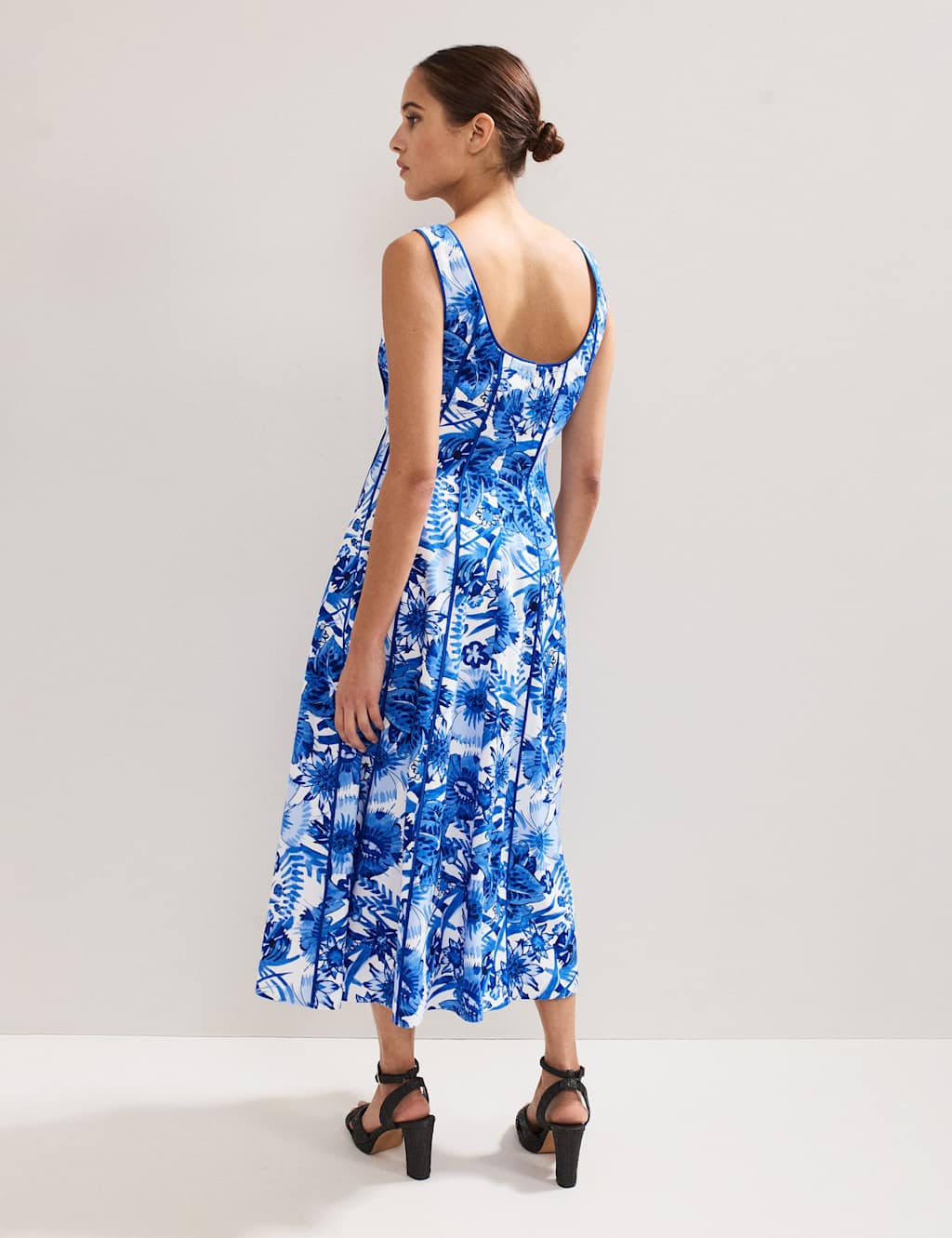 Floral Printed Square Neck Midi Tea Dress 5 of 6