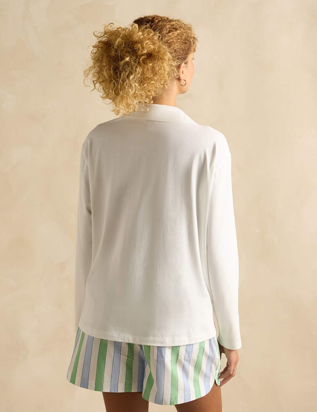 Pure Cotton Jersey Collared V-Neck Top 5 of 7