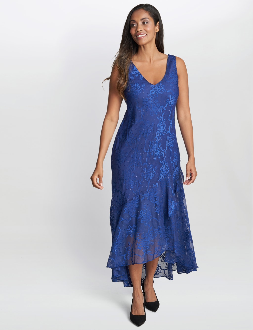Floral Jacquard V-Neck Maxi Dress & Jacket 4 of 6