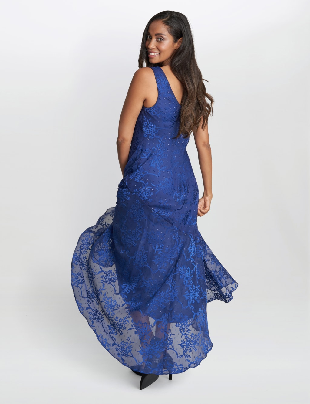 Floral Jacquard V Neck Maxi Dress Jacket Gina Bacconi M S