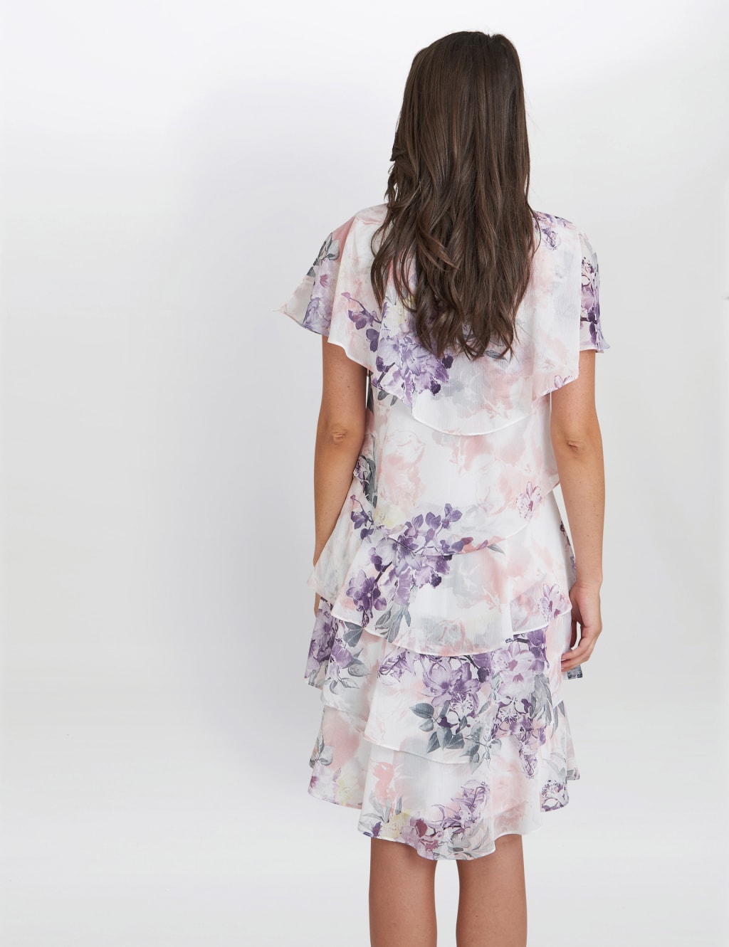 Floral V-Neck Knee Length Tiered Dress 4 of 5