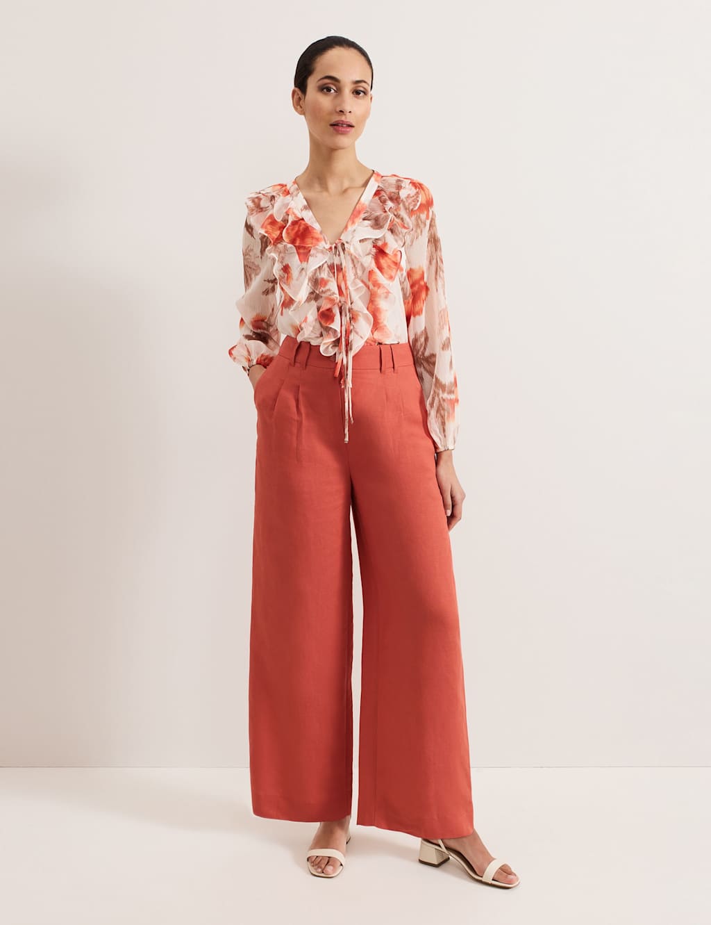 Linen Rich Wide Leg Trousers 1 of 7
