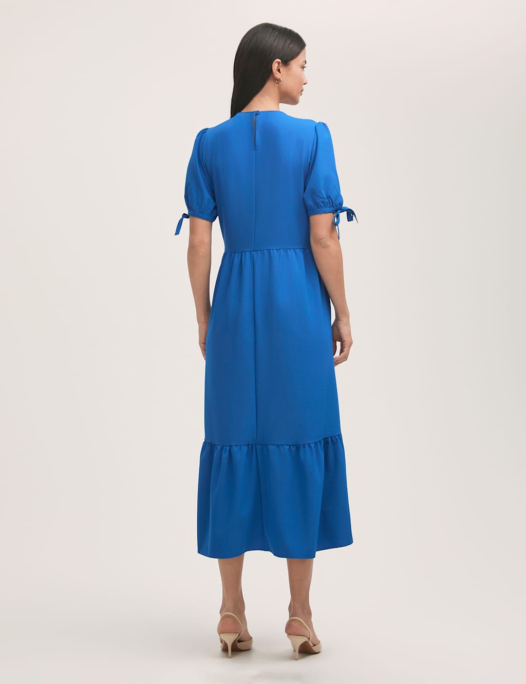 Crepe Round Neck Tie Sleeve Midi Tea Dress 2 of 4