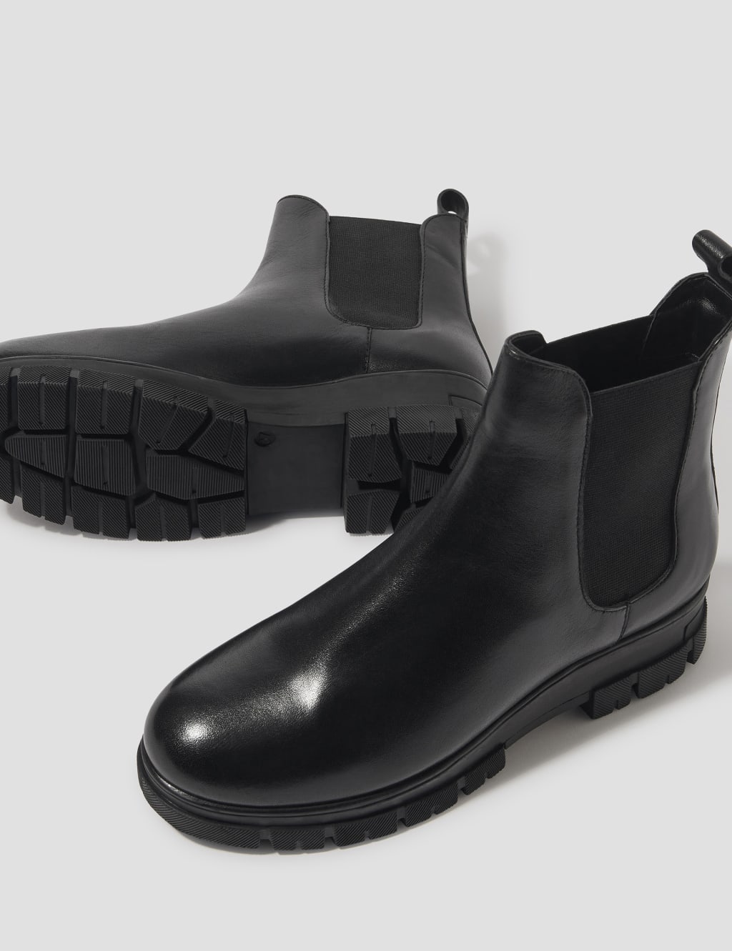Leather Chunky Chelsea Cleated Ankle Boots 2 of 3