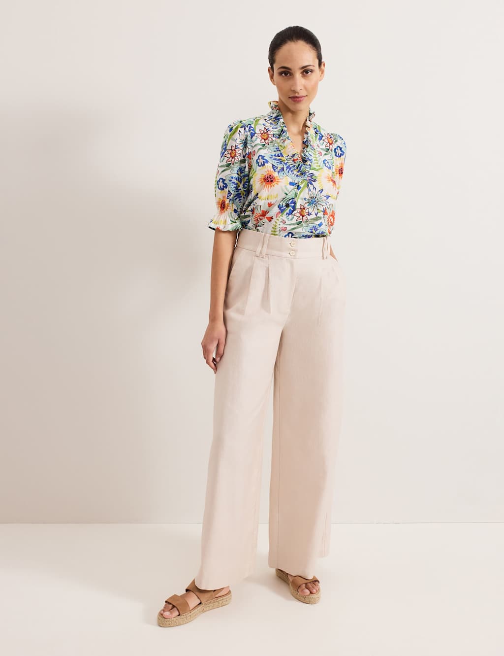 Pure Cotton Floral V-Neck Blouse 5 of 5