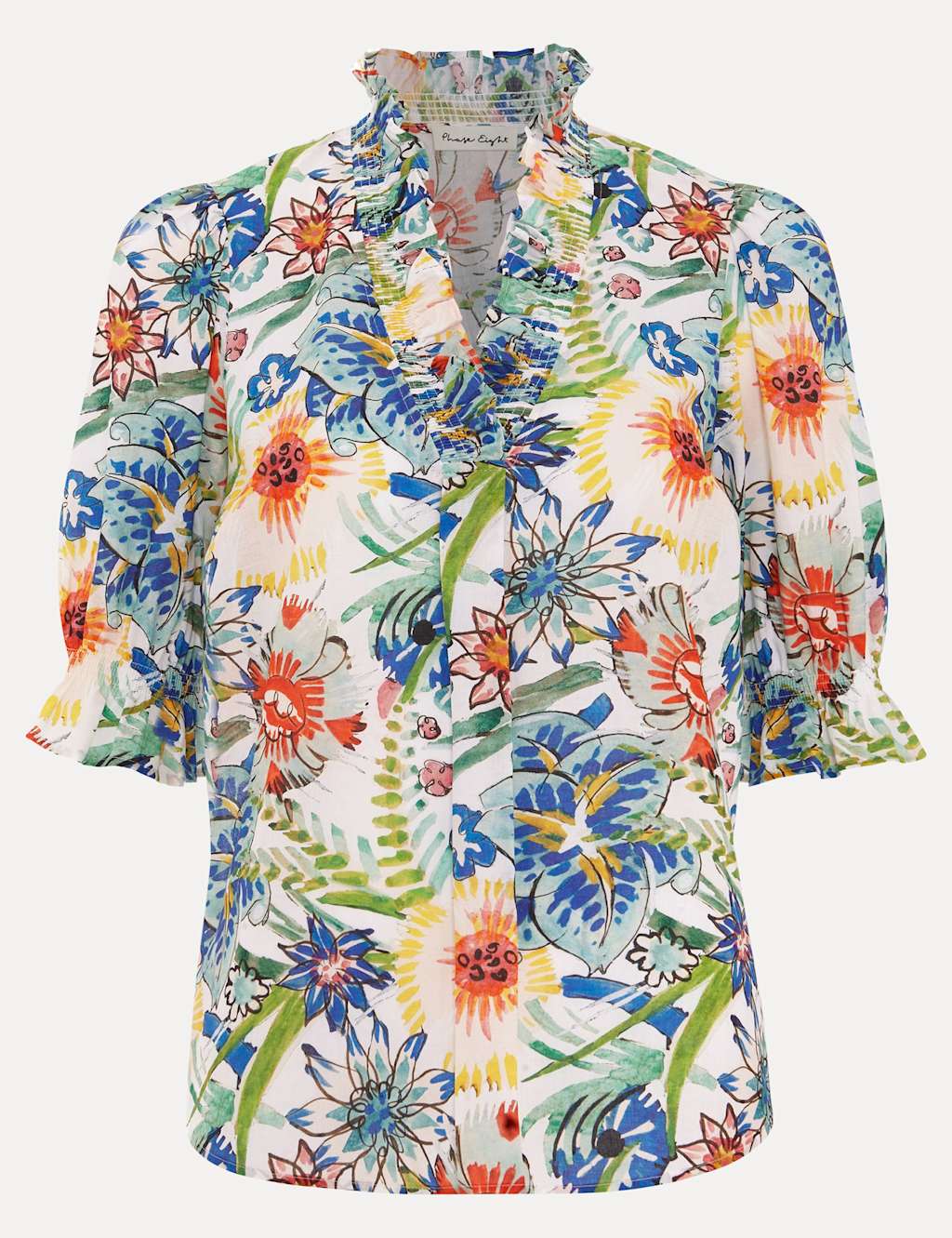 Pure Cotton Floral V-Neck Blouse 2 of 5