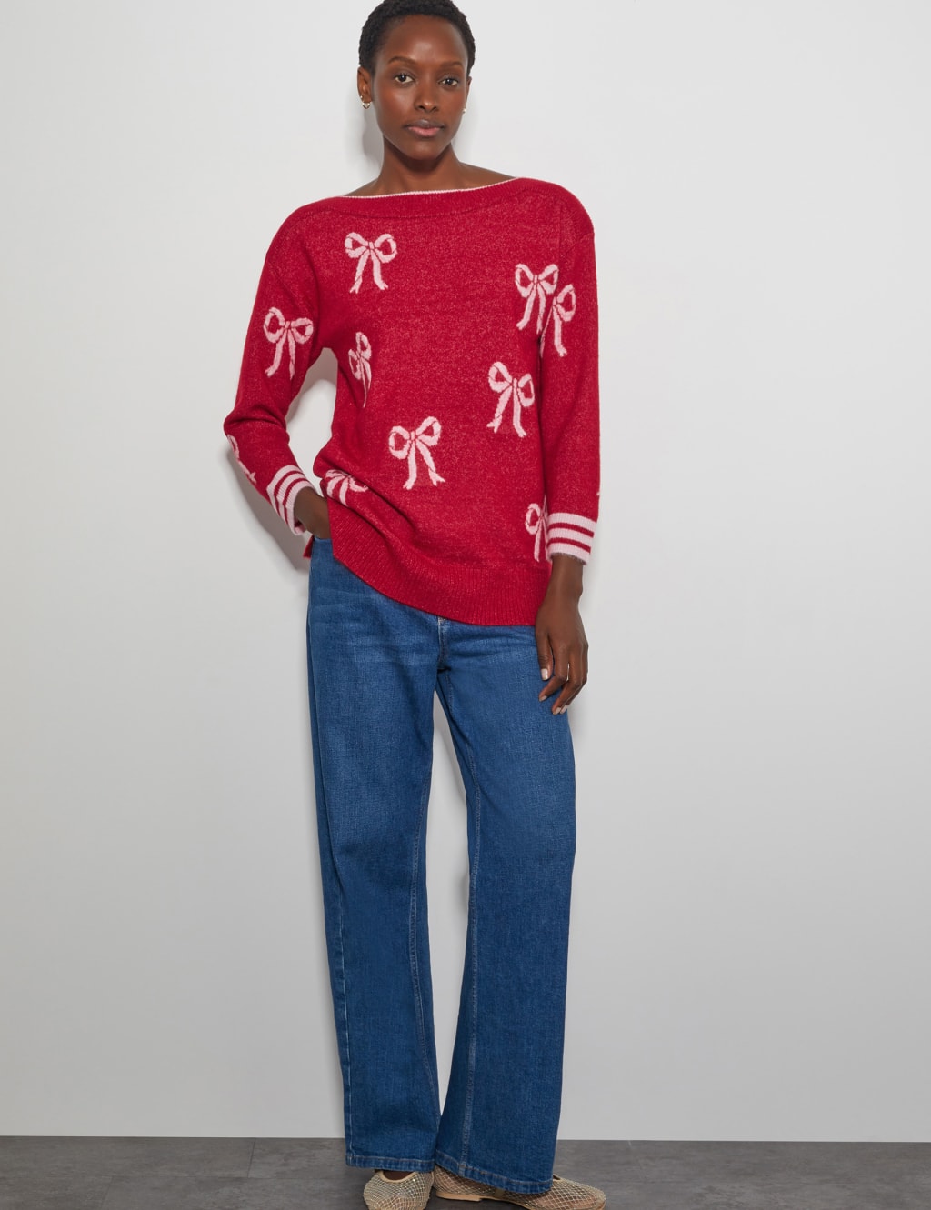Ribbed Slash Neck Jumper