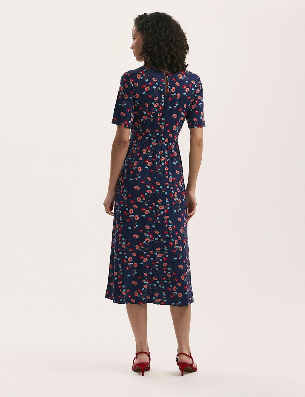 Jersey Floral Midi Waisted T-Shirt Dress 2 of 4