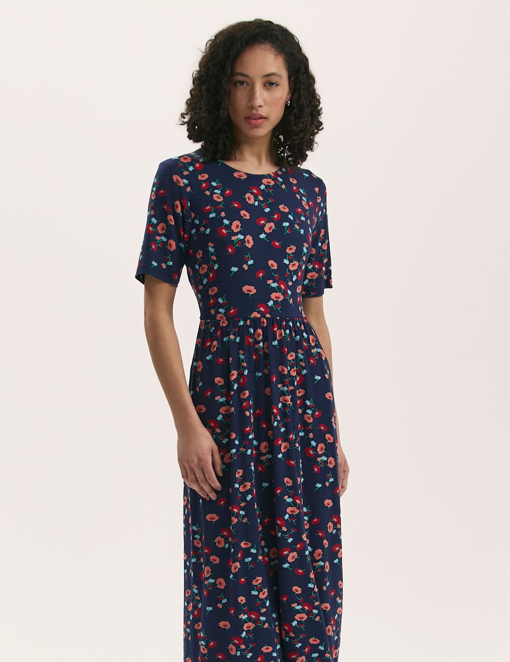 Jersey Floral Midi Waisted T-Shirt Dress 3 of 4