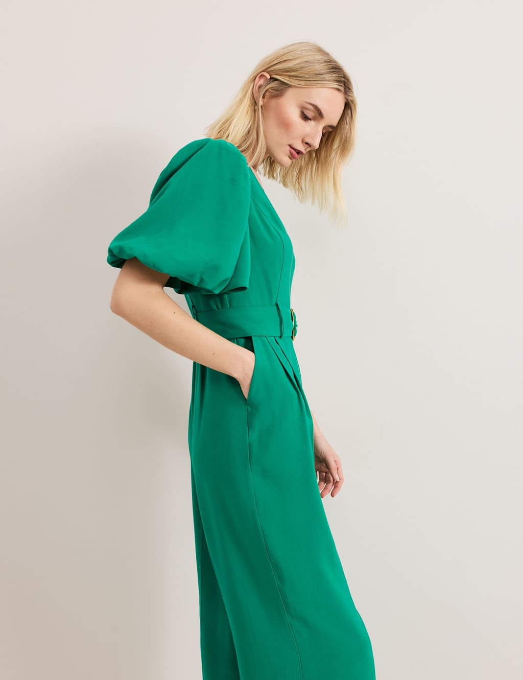 Belted Short Sleeve Wide Leg Jumpsuit 5 of 7