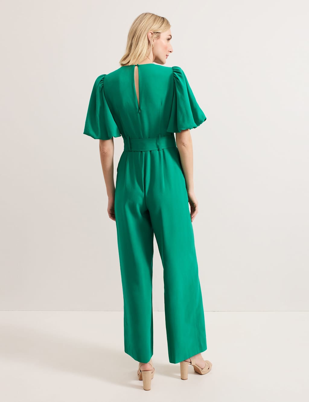 Belted Short Sleeve Wide Leg Jumpsuit 6 of 7