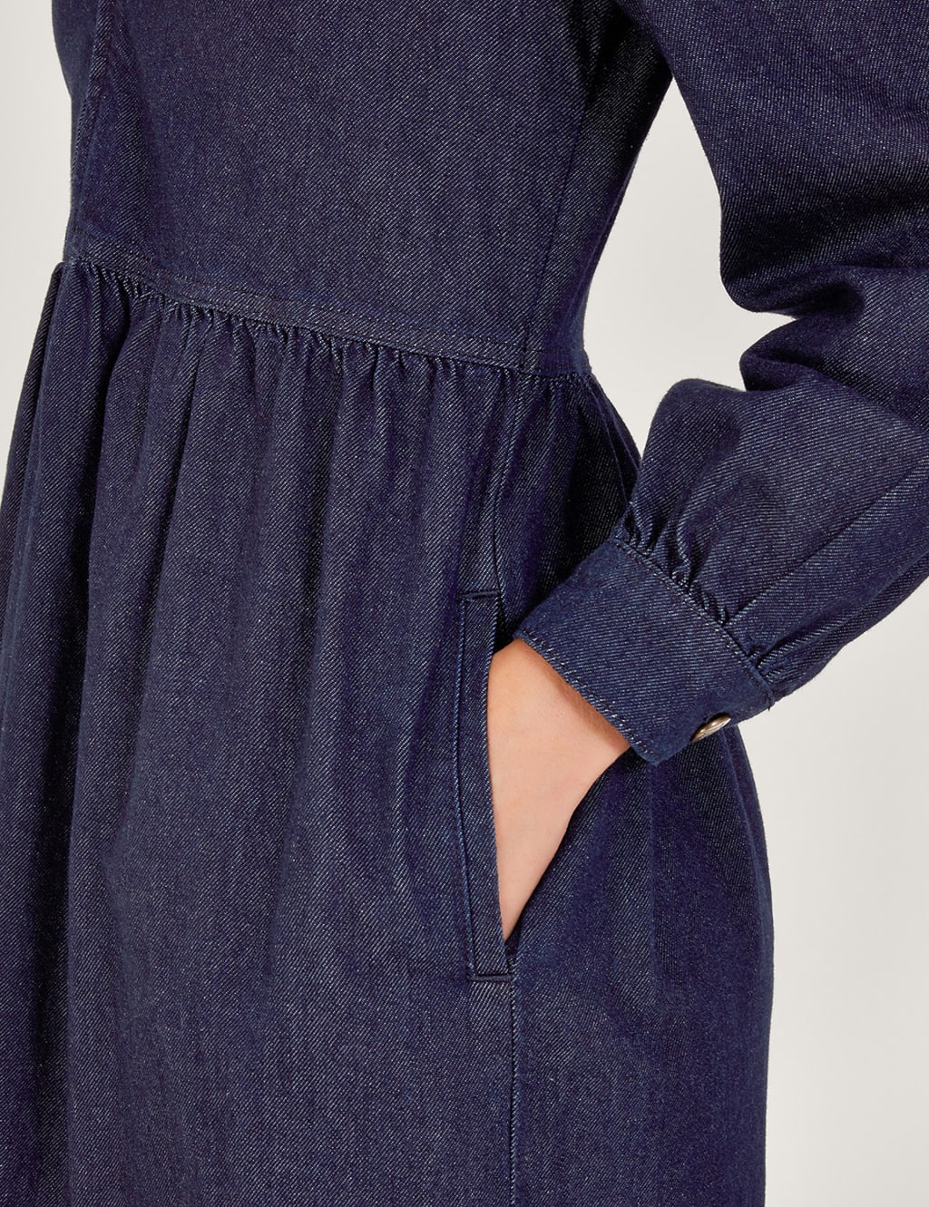 Denim Collared Midi Shirt Dress 5 of 5