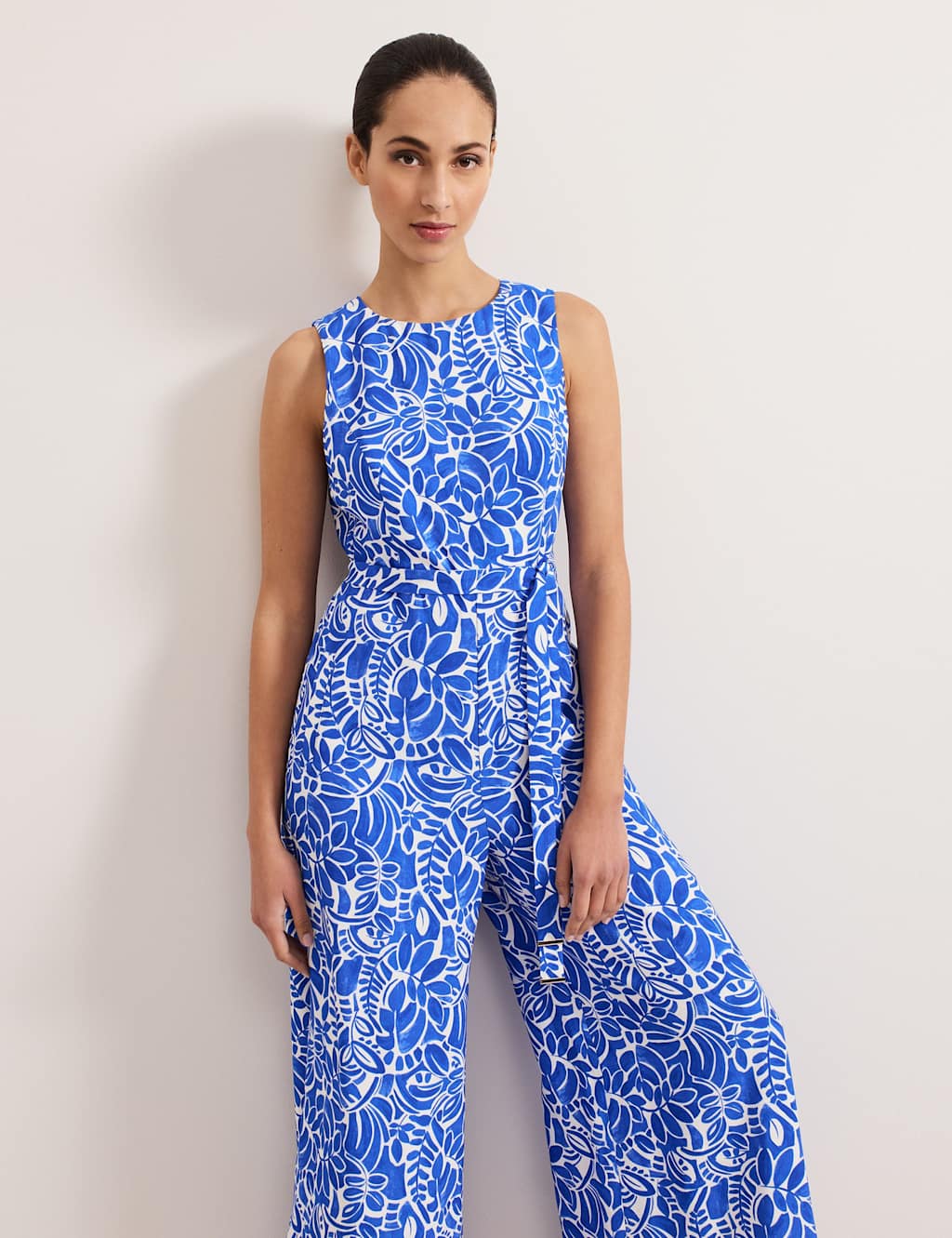 Printed Sleeveless Wide Leg Jumpsuit 4 of 8