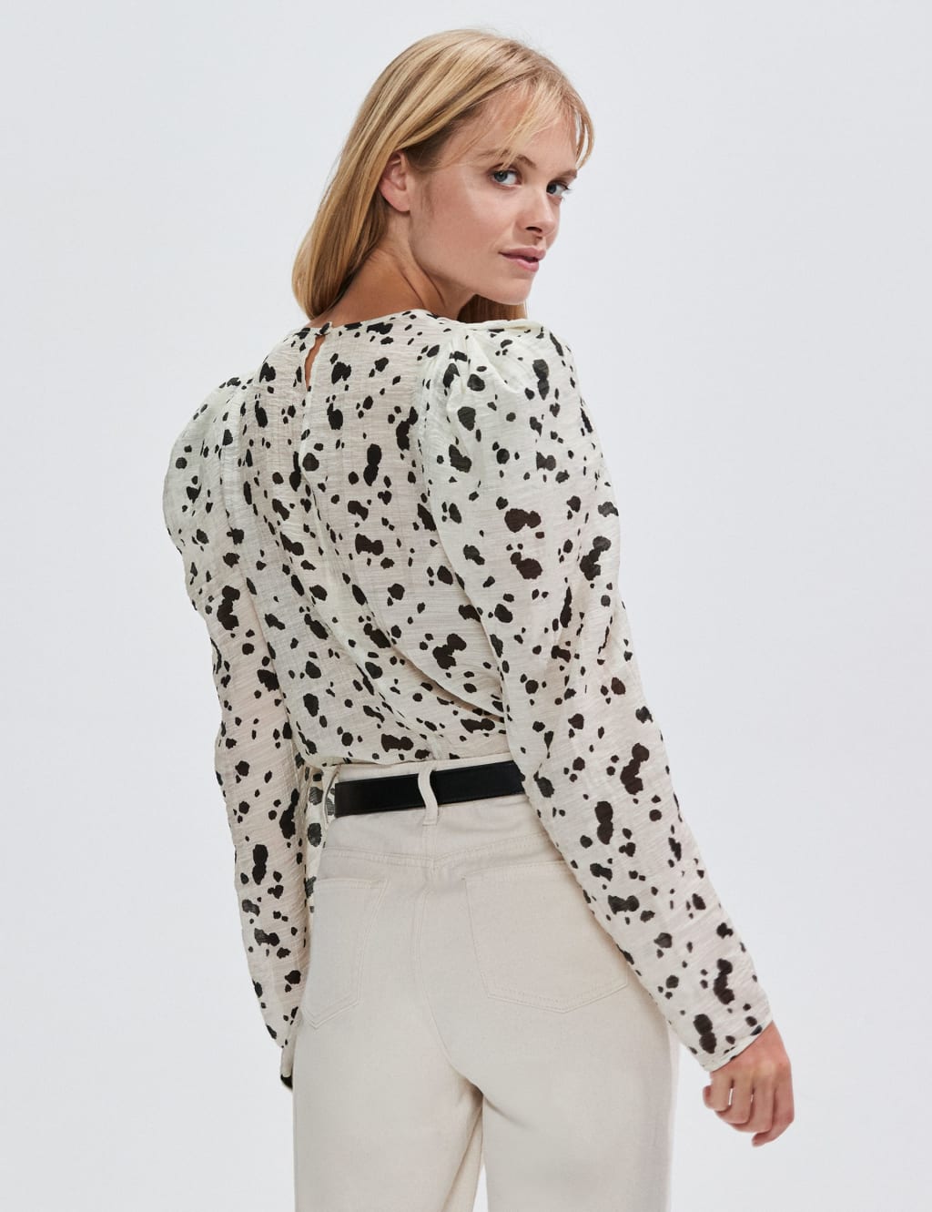 Dalmatian Print Puff Sleeve Blouse 3 of 5