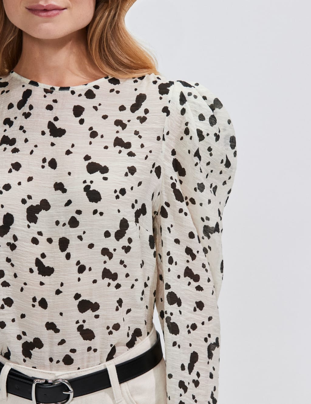 Dalmatian Print Puff Sleeve Blouse 5 of 5