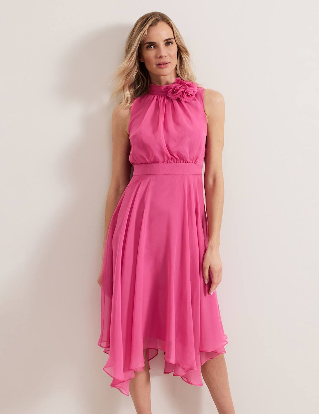 Funnel Neck Midi Waisted Dress 4 of 7