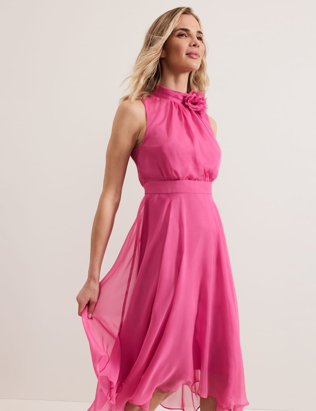 Funnel Neck Midi Waisted Dress 5 of 7
