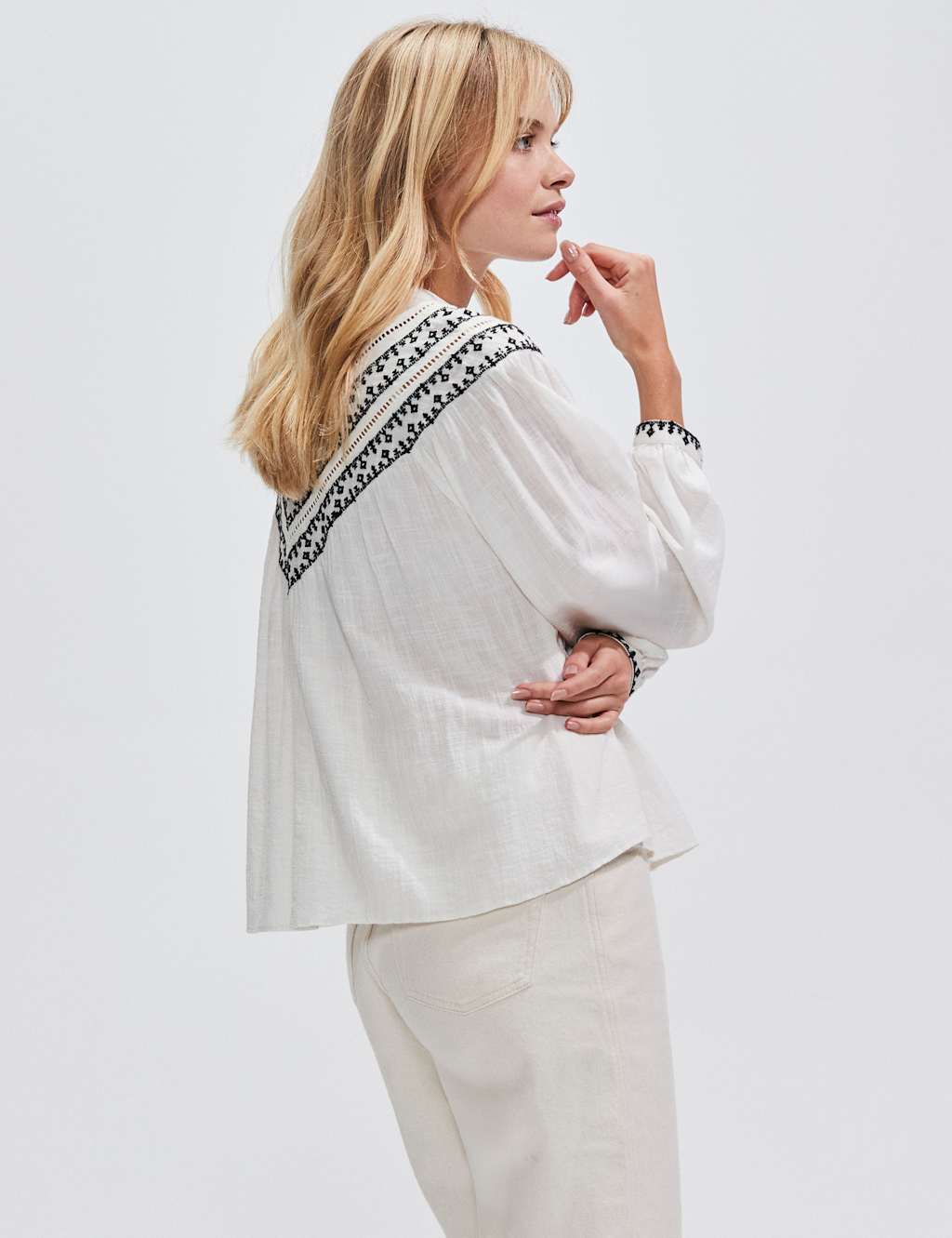 Cotton Rich Embroidered Relaxed Blouse 2 of 5