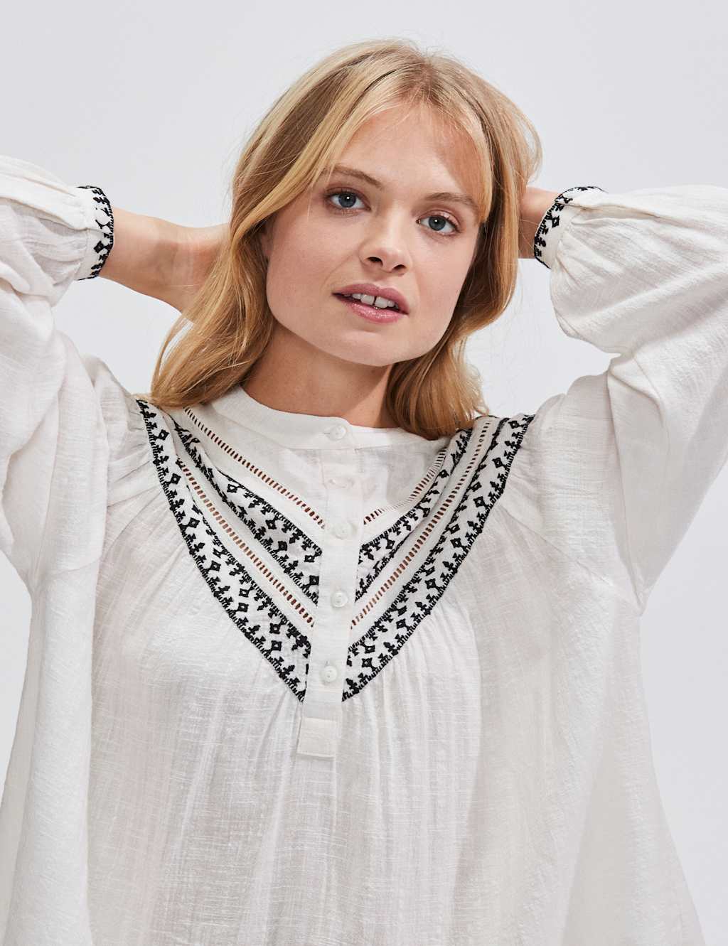 Cotton Rich Embroidered Relaxed Blouse 3 of 5