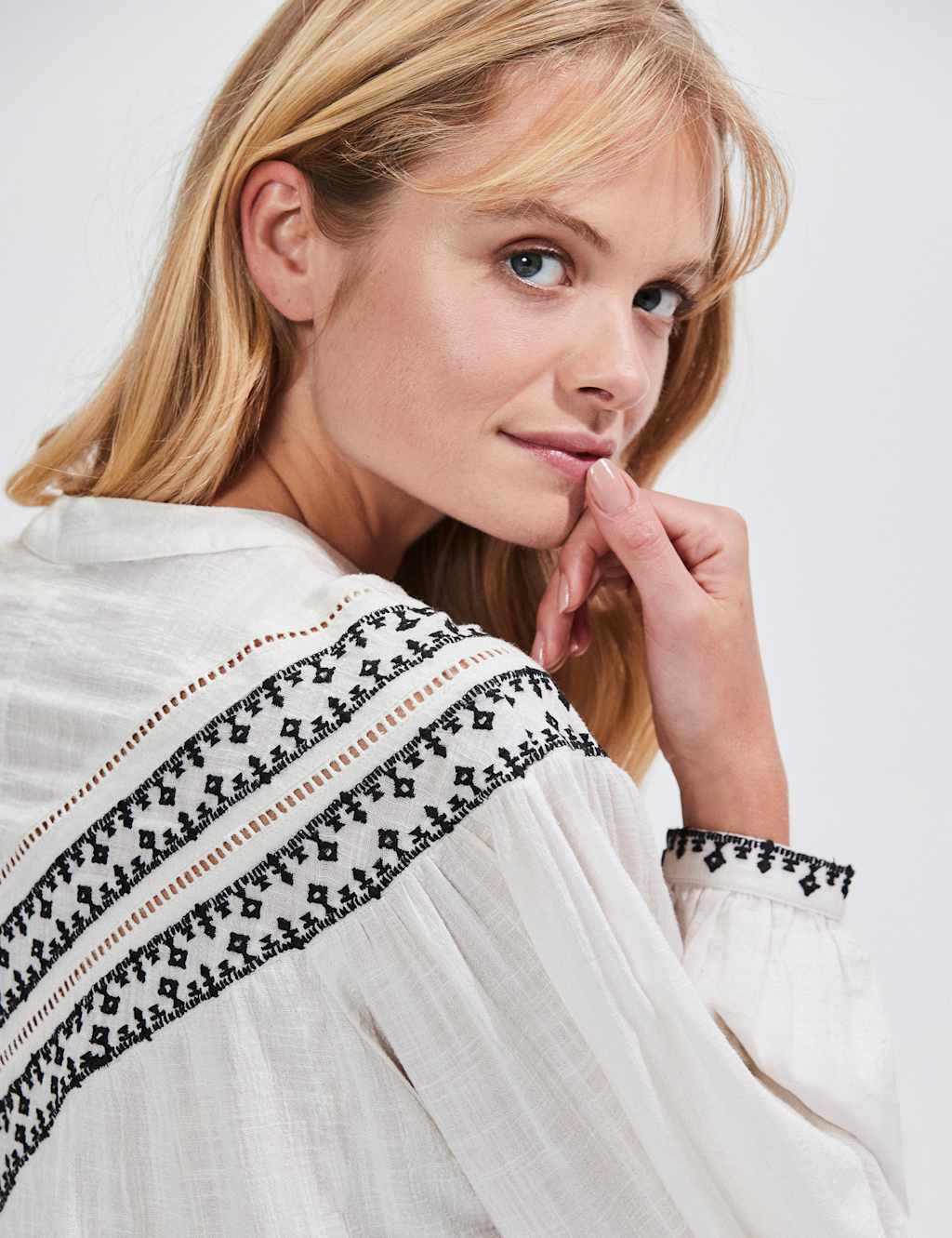 Cotton Rich Embroidered Relaxed Blouse 4 of 5