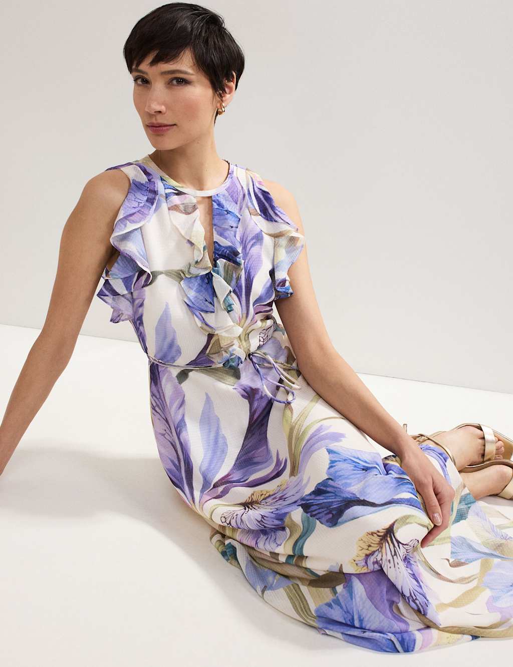 Floral Ruffle Maxi Skater Dress 6 of 7