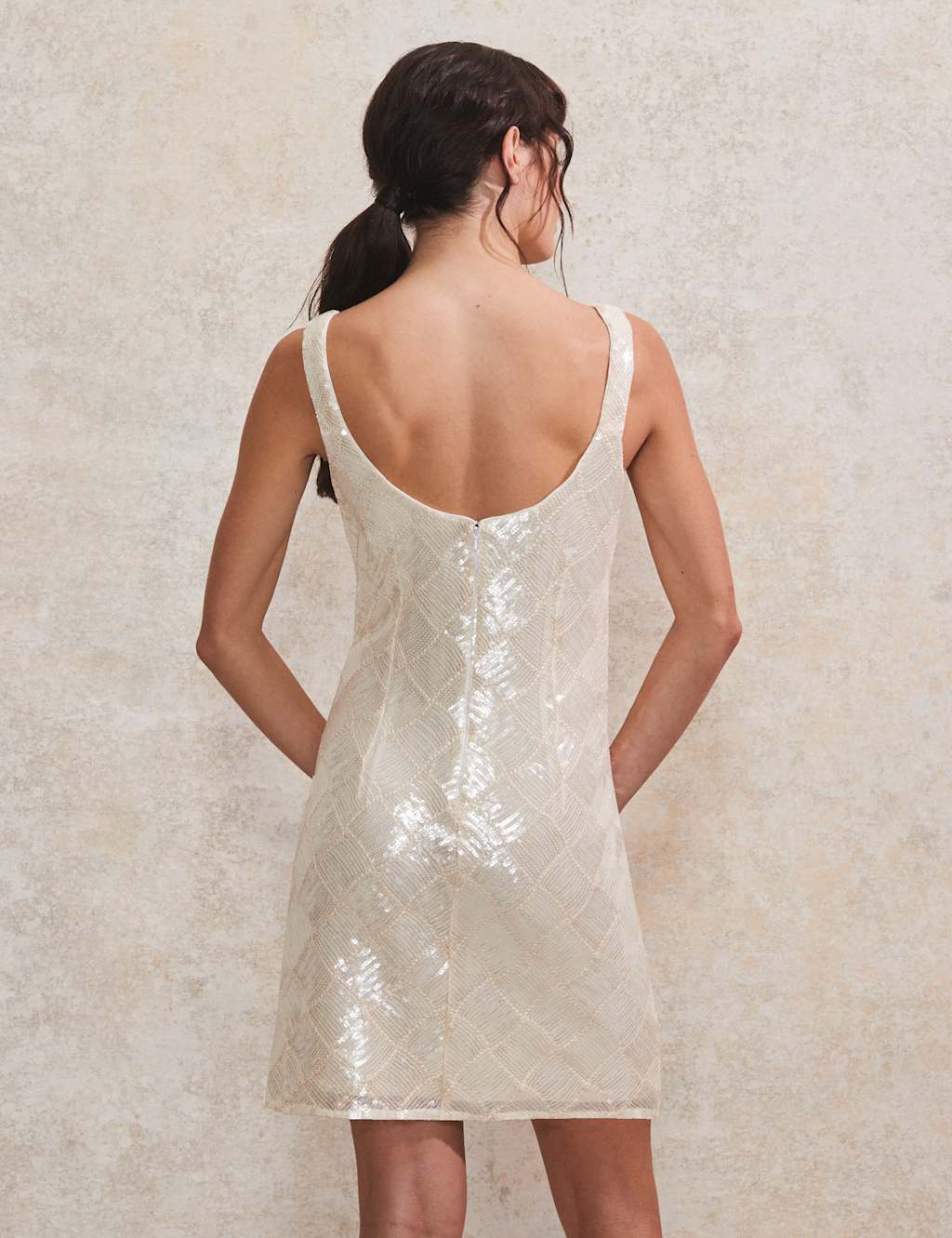 Sequin Square Neck Mini Shift Dress 4 of 6