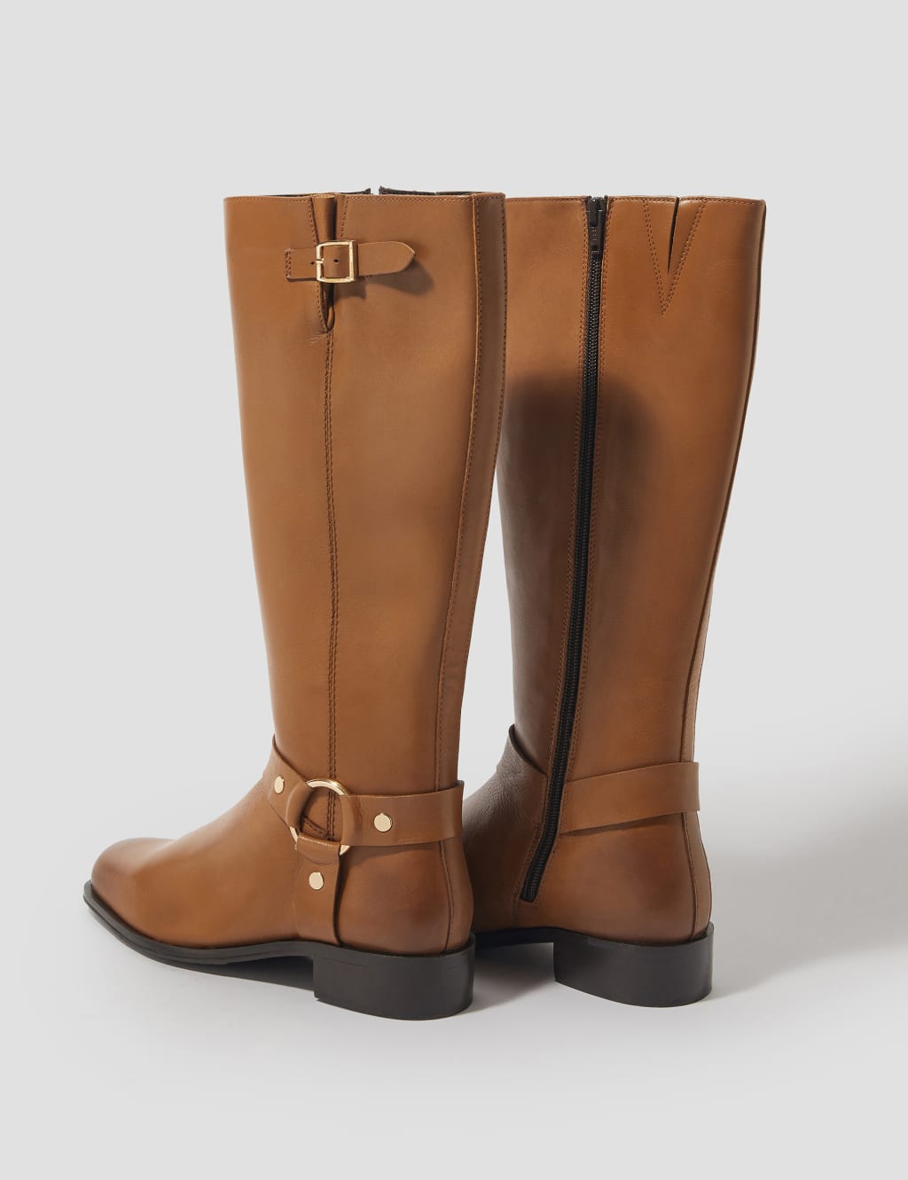 Leather Riding Block Heel Knee High Boots 2 of 3